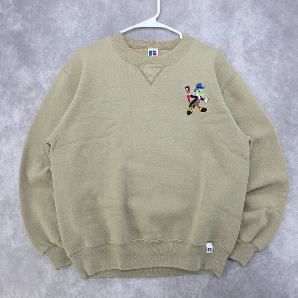 Vintage Russell Athletic Jiminy Cricket Sweatshirt Made in USA Tan Khaki Medium
